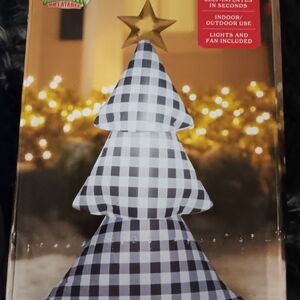 Holiday Time Black and White Checkered Inflatable Tree
